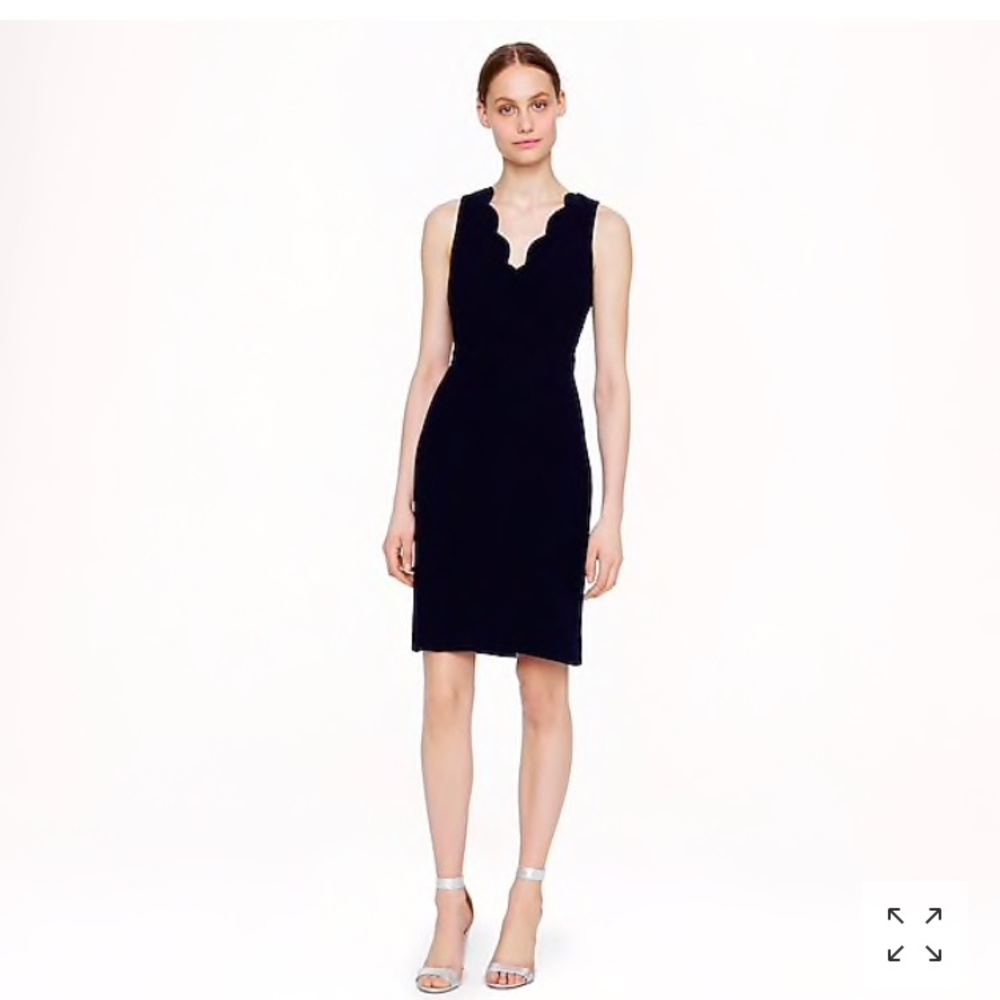 JCrew Navy Scallop Crepe Dress